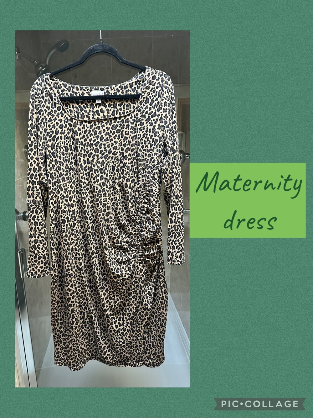 Leopard Maternity Dress - Tan/Black